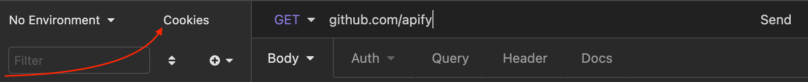 Click on the "Cookies" button